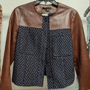 Theory cropped blazer / jacket NWT leather tweed